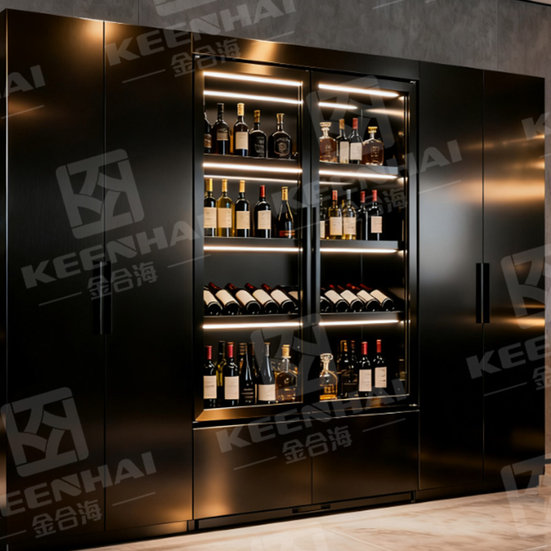 Black Titanium Stainless Steel Wine Cabinet