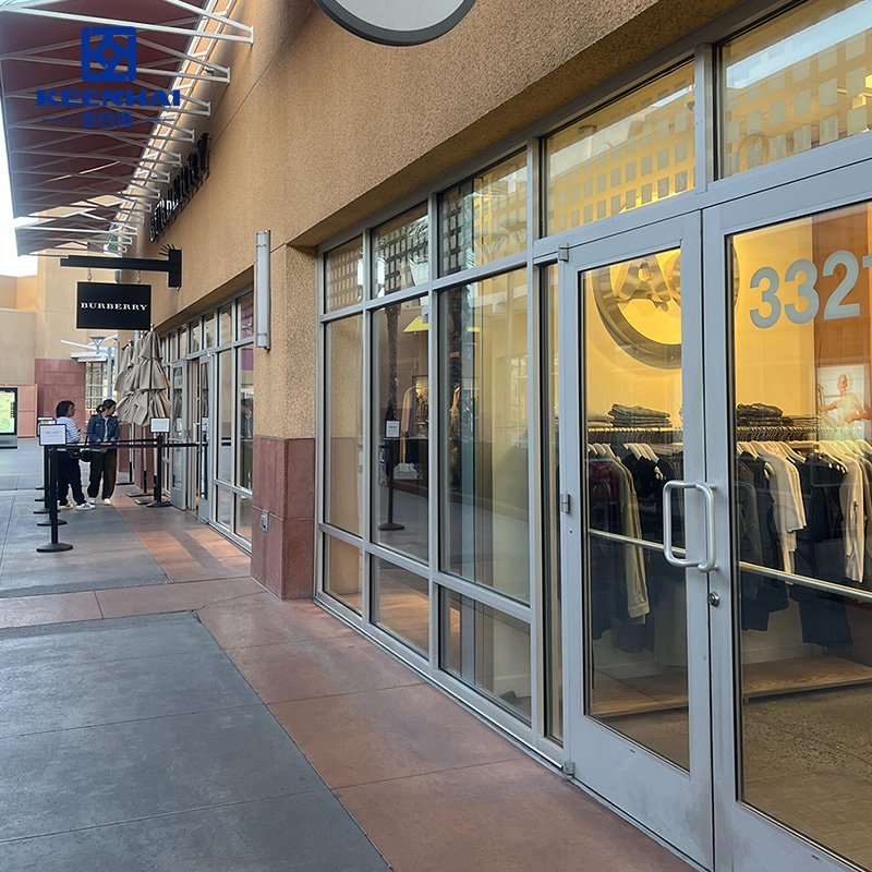 Shopping mall entrance stainless steel glass door