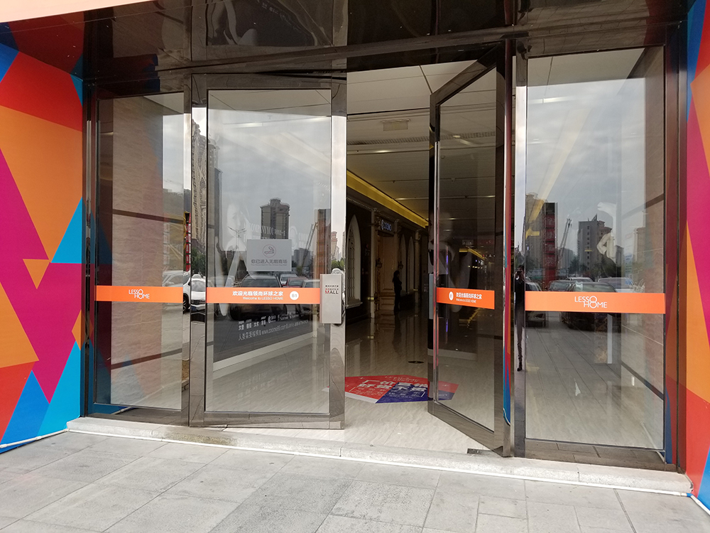 Shopping mall entrance stainless steel glass door