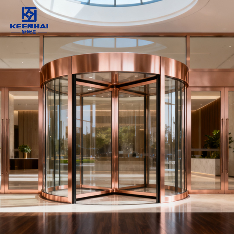 Rose Gold Stainless Steel Revolving Door