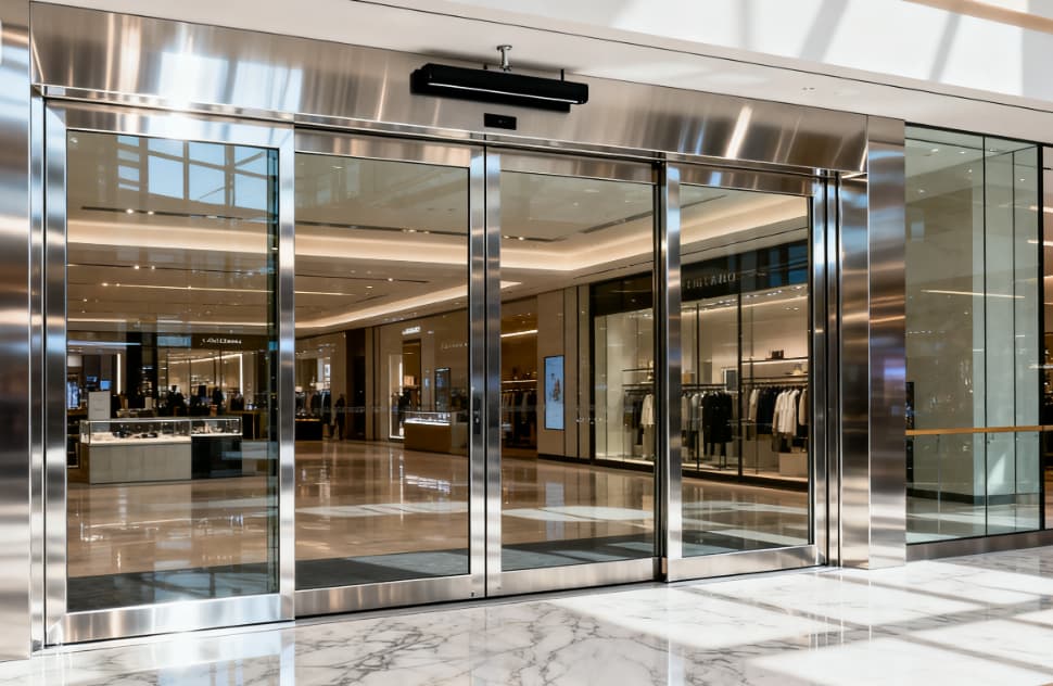 high traffic automatic sliding glass door