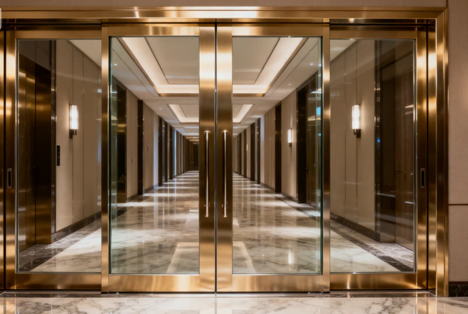 gold PVD stainless steel sliding door