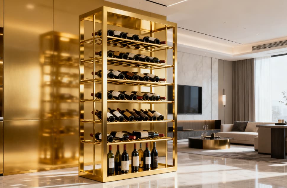 commercial gold wine rack