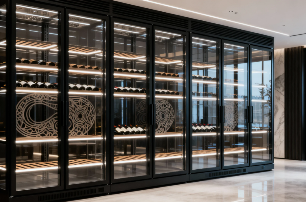 commercial wine cabinet glass door